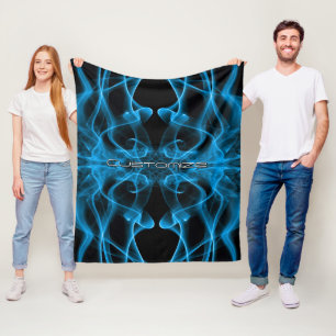 Couverture Polaire Nom personnalisé Fumée Bleue Symétrique Noir