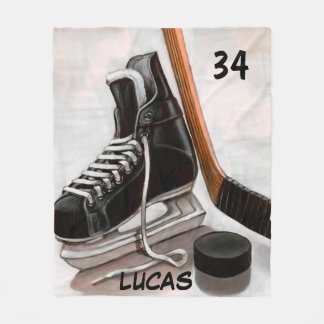 COUVERTURE POLAIRE NOM PERSONNALISÉ GLACE HOCKEY FLEECE BLANKET