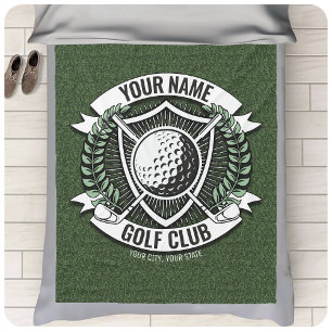 Couverture Polaire NOM personnalisé Golfer Golf Club Turf Clubhouse