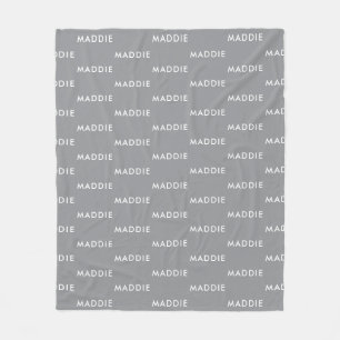 Couverture Polaire Nom personnalisé gris minimaliste moderne
