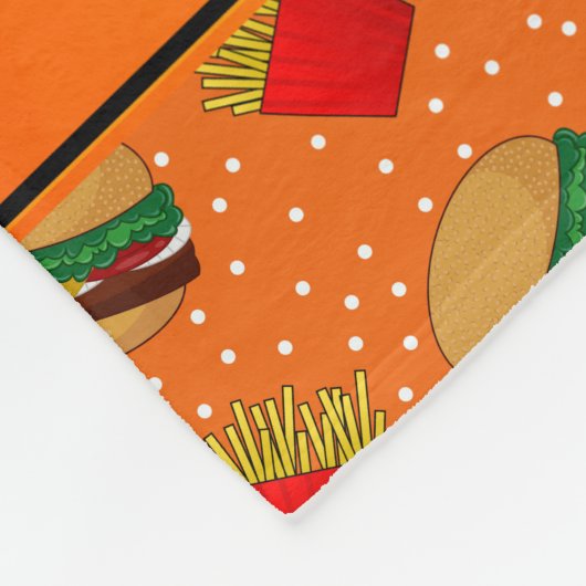 Couverture Polaire Nom personnalisé hamburgers orange frites points (Coin)