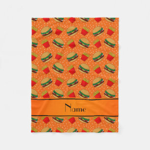 Couverture Polaire Nom personnalisé hamburgers orange frites points