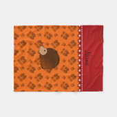 Couverture Polaire Nom personnalisé hérisson orange Noël présente (Devant (Horizontal))