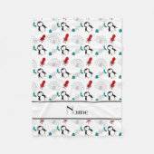 Couverture Polaire Nom personnalisé igloo de pingouins blancs calmar (Devant)