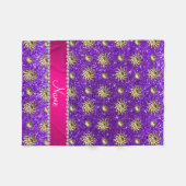 Couverture Polaire Nom personnalisé indigo purple or soleils (Devant (Horizontal))
