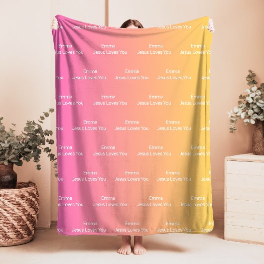 Couverture Polaire Nom personnalisé Jésus vous aime Fleece Blanket Om