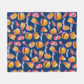 Couverture Polaire Nom personnalisé Junk Food Blanche dans Navy (Devant (Horizontal))