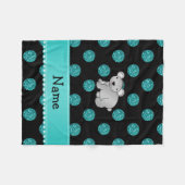 Couverture Polaire Nom personnalisé koala turquoise pois (Devant (Horizontal))
