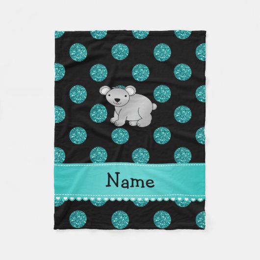 Couverture Polaire Nom personnalisé koala turquoise pois (Devant)