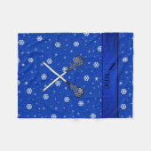 Couverture Polaire Nom personnalisé lacrosse bleu flocons de neige (Devant (Horizontal))