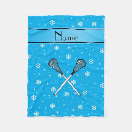 Couverture Polaire Nom personnalisé lacrosse ciel bleu flocons de nei (Devant)