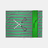 Couverture Polaire Nom personnalisé lacrosse vert argenté rayures (Devant (Horizontal))