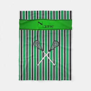 Couverture Polaire Nom personnalisé lacrosse vert argenté rayures