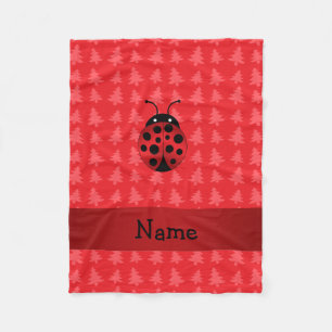 Couverture Polaire Nom personnalisé ladybug red christmas arbres