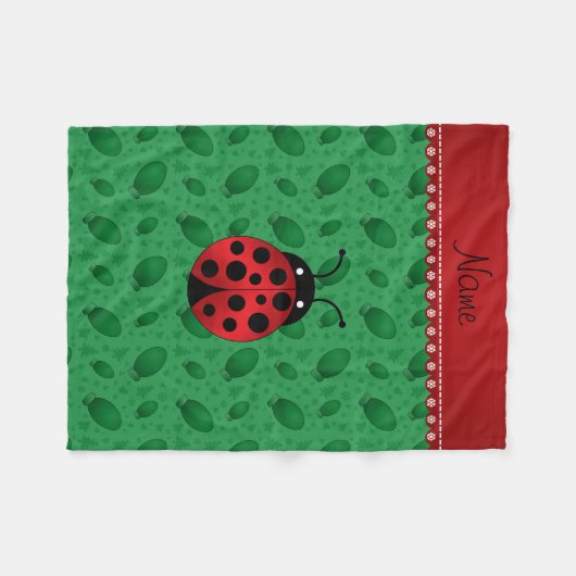 Couverture Polaire Nom personnalisé ladybug vert feu arbres (Devant (Horizontal))