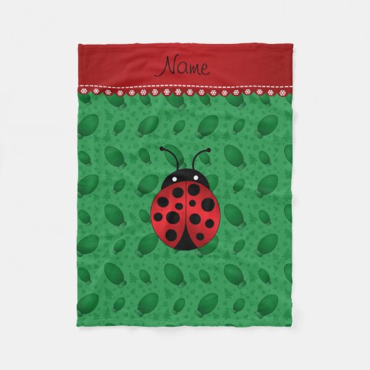 Couverture Polaire Nom personnalisé ladybug vert feu arbres (Devant)