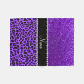 Couverture Polaire Nom personnalisé leopard violet indigo violet part (Devant (Horizontal))