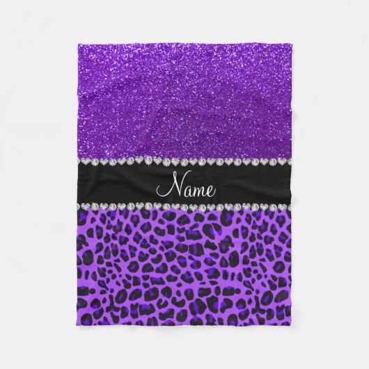 Couverture Polaire Nom personnalisé leopard violet indigo violet part (Devant)