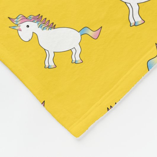 Couverture Polaire Nom personnalisé licorne arc-en-ciel jaune (Coin)