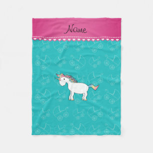 Couverture Polaire Nom personnalisé licorne turquoise bébé chariot