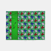 Couverture Polaire Nom personnalisé maillots verts boules de rugby (Devant (Horizontal))