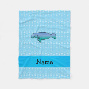 Couverture Polaire Nom personnalisé manatee bulles bleues