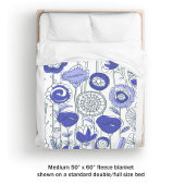 Couverture Polaire Nom personnalisé mignon Abstrait Floral bleu viole