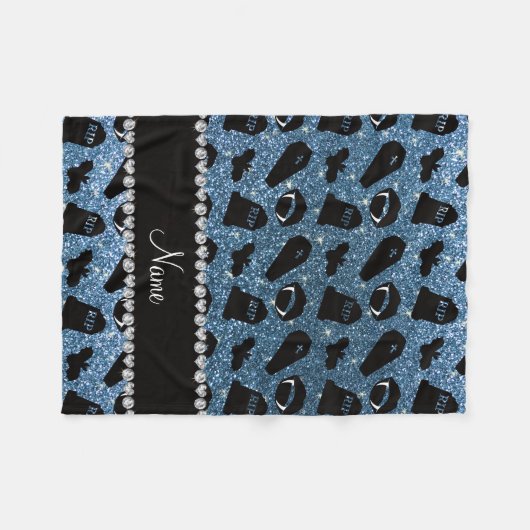 Couverture Polaire Nom personnalisé misty bleu parties scintillant va (Devant (Horizontal))