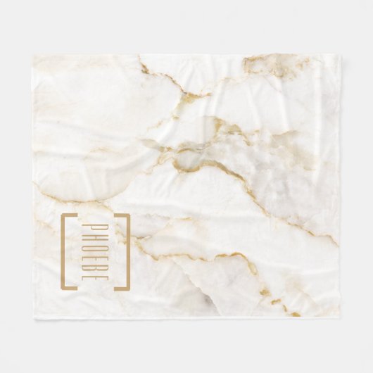 Couverture Polaire Nom personnalisé moderne Gold Effet Marbre (Devant (Horizontal))