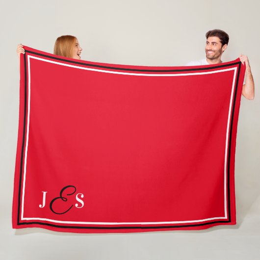Couverture Polaire Nom personnalisé Monogramme Red Stadium Blanket (En situation)