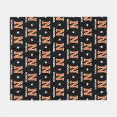 Couverture Polaire Nom personnalisé Monogramme Star Orange Noir (Devant (Horizontal))