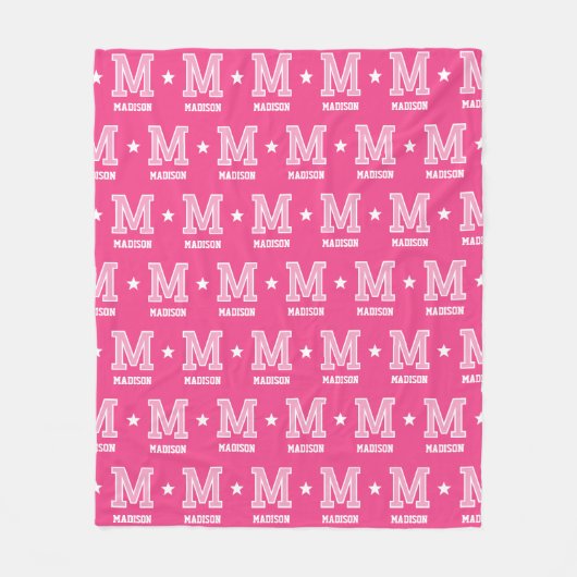 Couverture Polaire Nom personnalisé Monogramme Star Rose (Devant)