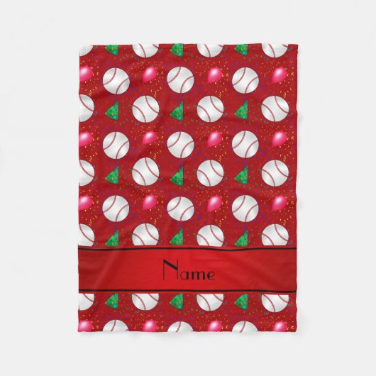 Couverture Polaire Nom personnalisé motif d'anniversaire de base-ball (Devant)