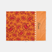 Couverture Polaire Nom personnalisé motif de crabe rouge orange (Devant (Horizontal))