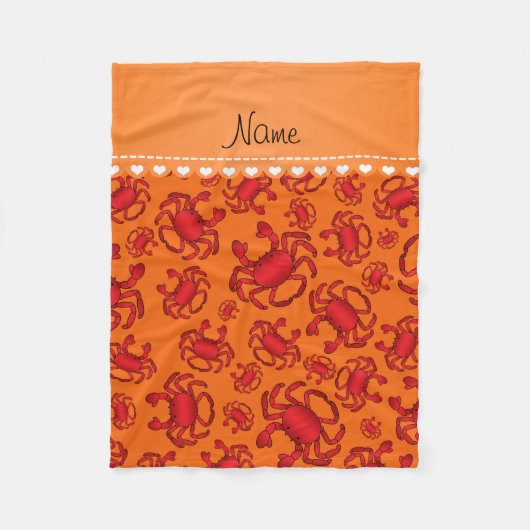 Couverture Polaire Nom personnalisé motif de crabe rouge orange (Devant)