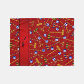 Couverture Polaire Nom personnalisé motif de croquet rouge (Devant (Horizontal))