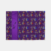 Couverture Polaire Nom personnalisé motif de curling violet (Devant (Horizontal))