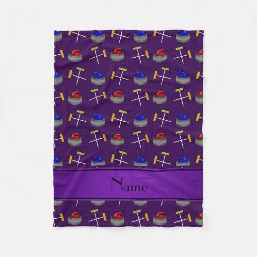 Couverture Polaire Nom personnalisé motif de curling violet (Devant)