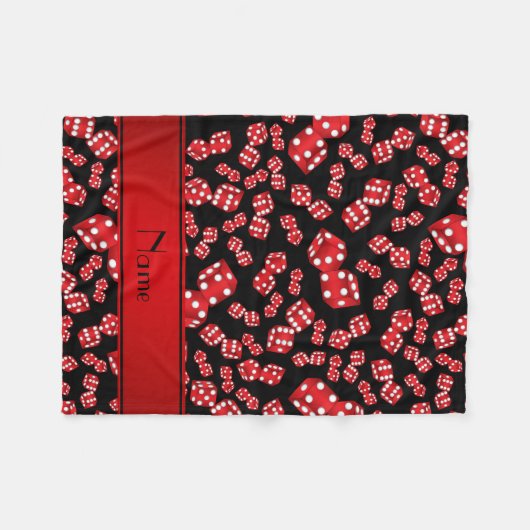 Couverture Polaire Nom personnalisé motif de dés noirs (Devant (Horizontal))