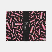 Couverture Polaire Nom personnalisé motif de lard noir (Devant (Horizontal))