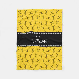 Couverture Polaire Nom personnalisé motif de pom-pom girl jaune