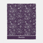 Couverture Polaire Nom personnalisé motif fleuri et transparent (Devant)