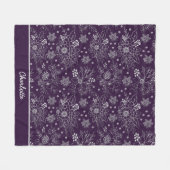 Couverture Polaire Nom personnalisé motif fleuri et transparent (Devant (Horizontal))