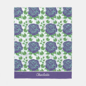 Couverture Polaire Nom personnalisé motif fleuri et transparent (Devant)