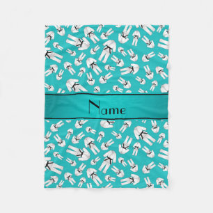Couverture Polaire Nom personnalisé motif karaté turquoise