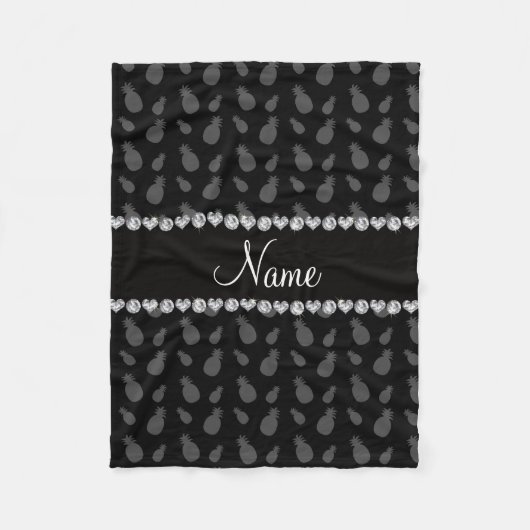 Couverture Polaire Nom personnalisé motif noir ananas (Devant)