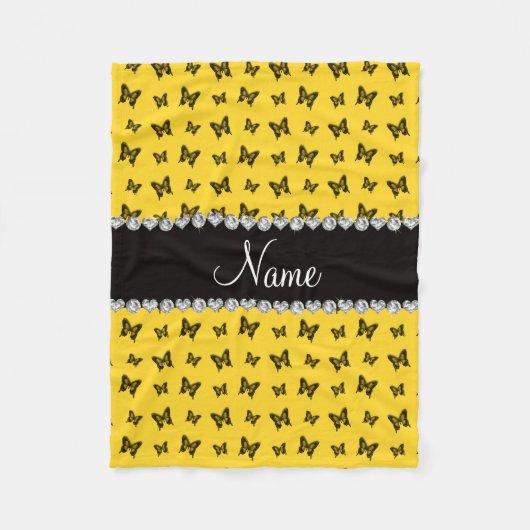Couverture Polaire Nom personnalisé motif papillon jaune (Devant)