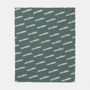 Couverture Polaire Nom personnalisé Motif Rétro Police Sage Vert