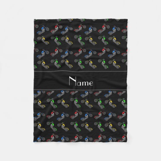 Couverture Polaire Nom personnalisé motocyclettes noires (Devant)