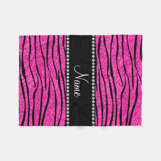 Couverture Polaire Nom personnalisé néon parties scintillant rose-cha (Devant (Horizontal))